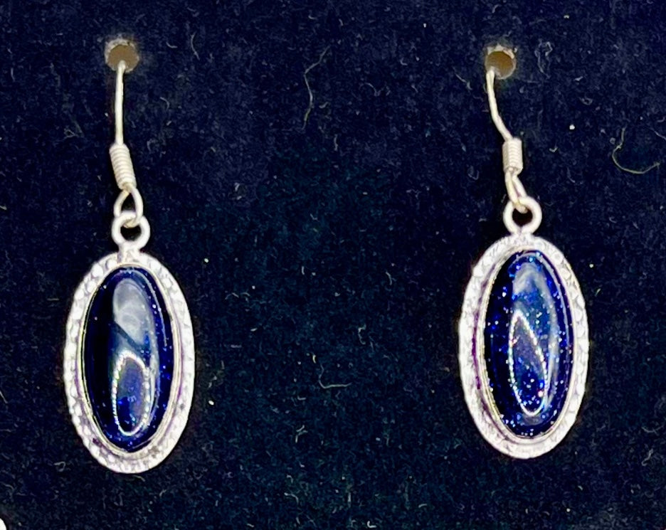 Blue Goldstone Sterling Silver Necklace Set