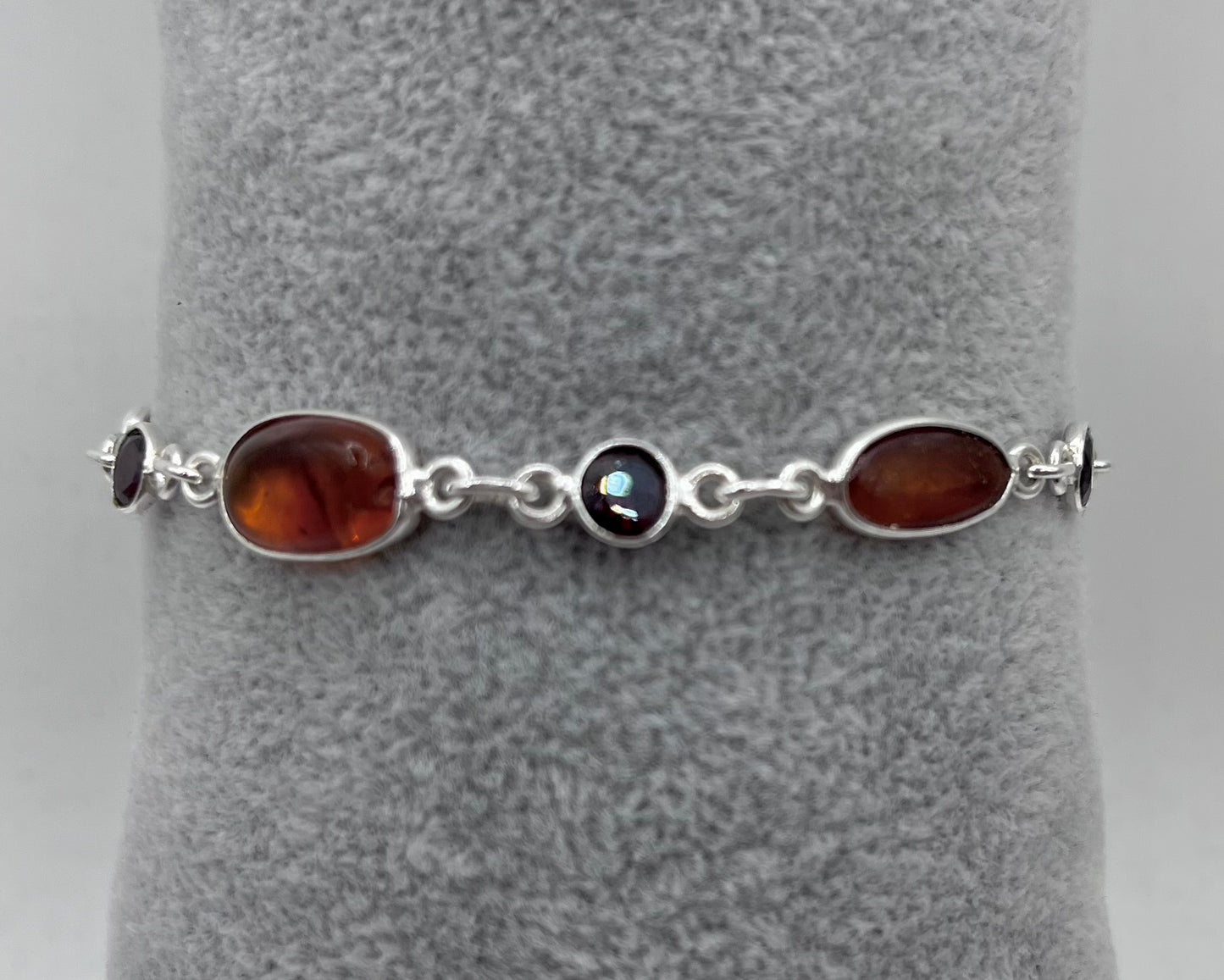 Amber & Garnet Sterling Silver bracelet