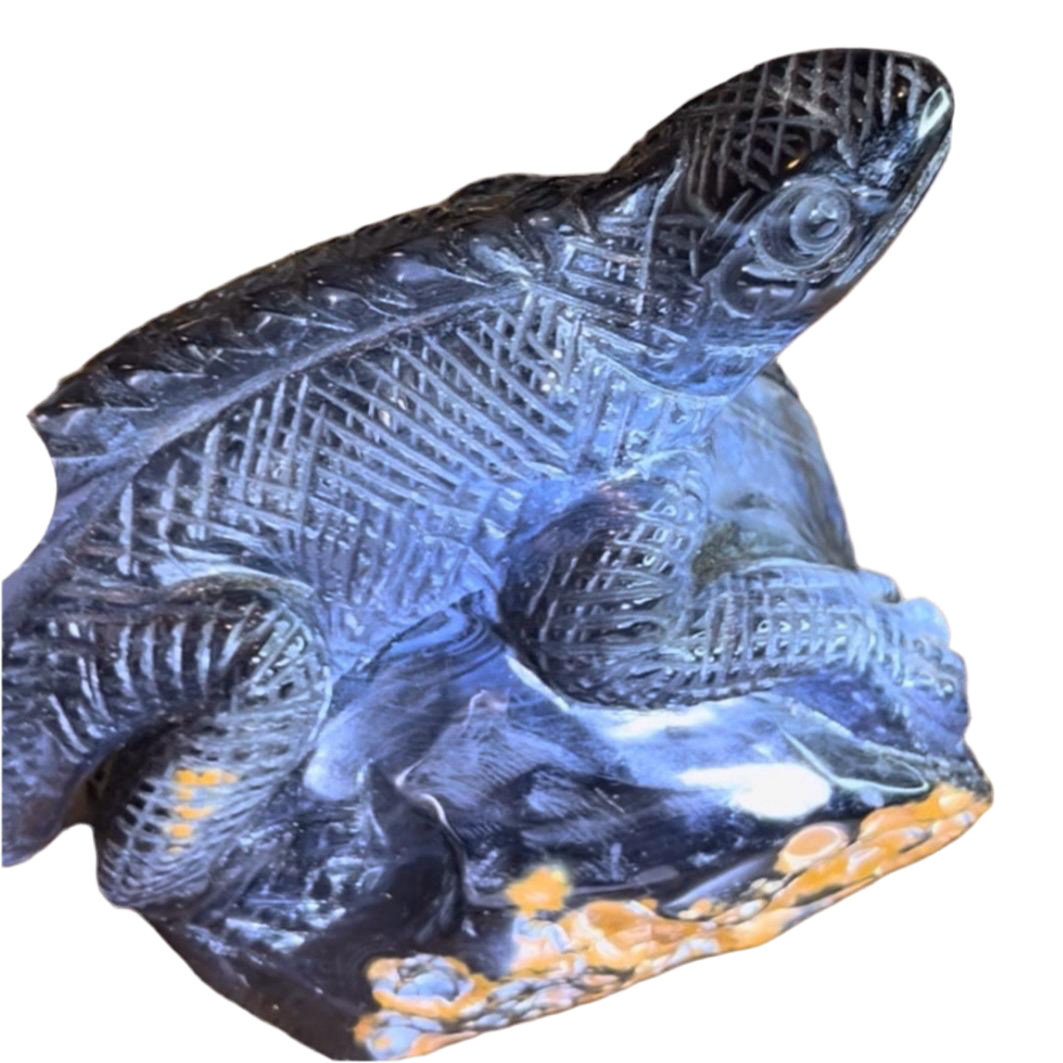 Black Agate Lizard Carving