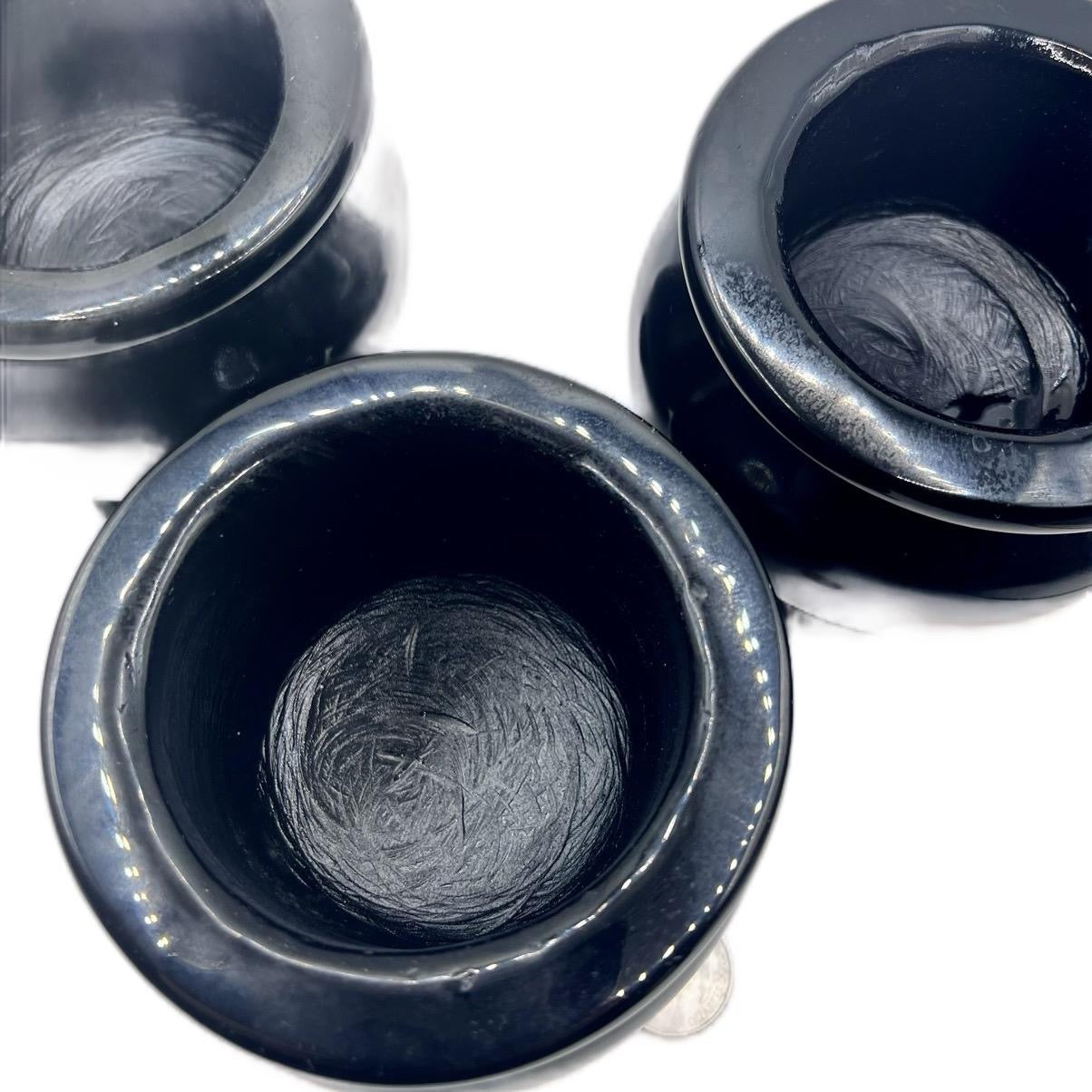 Black Obsidian Hand-Carved Cauldron